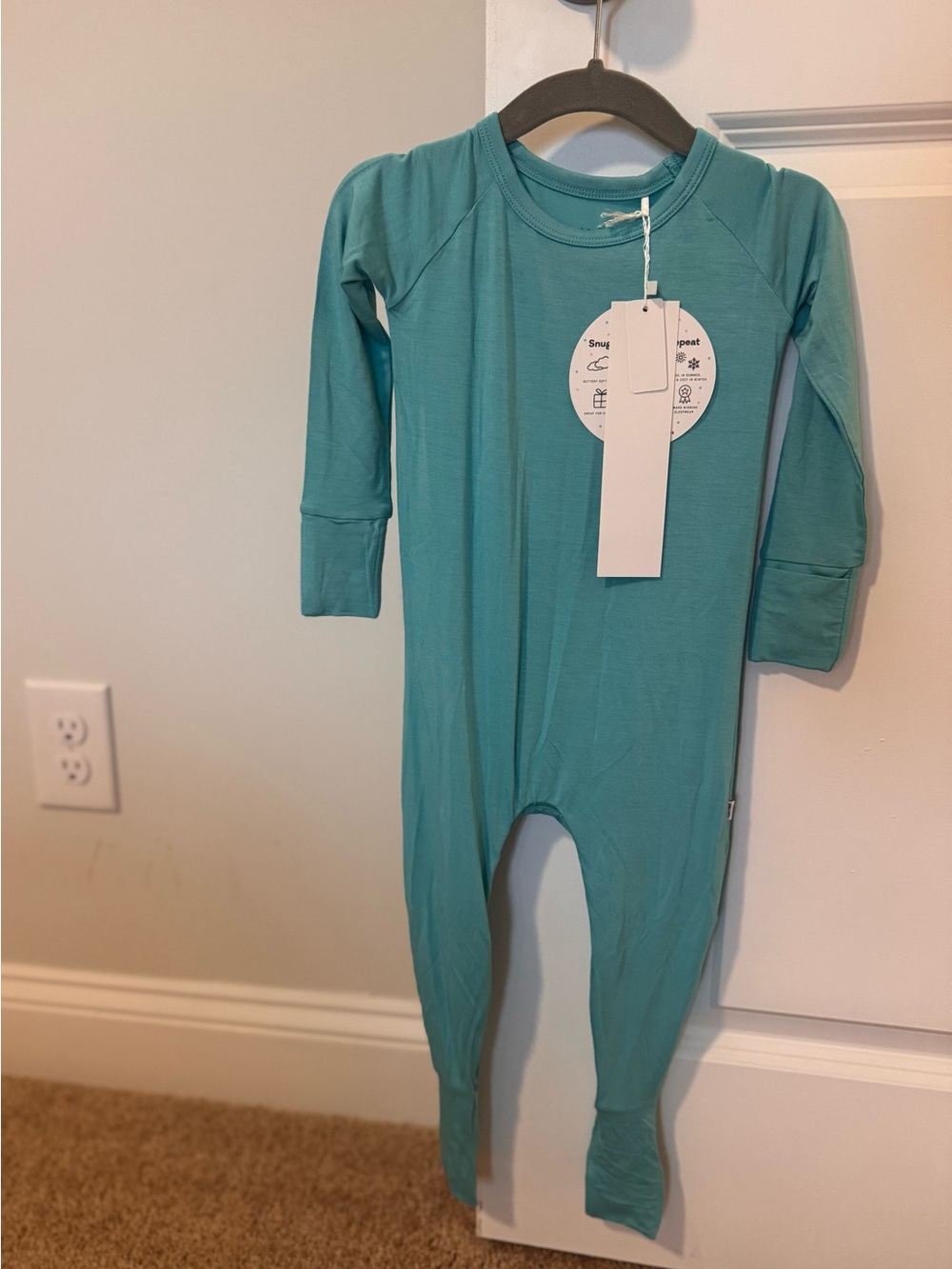 Little Sleepies Teal Long-Sleeve Footed One-Piece